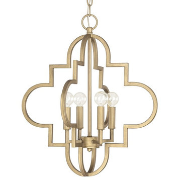 Capital Lighting The Ellis Collection 4 Light Pendant, Brushed Gold