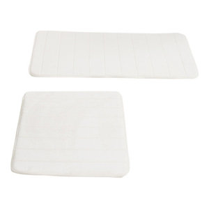 Lavish Home 2 Piece Memory Foam Striped Bath Mat Blue