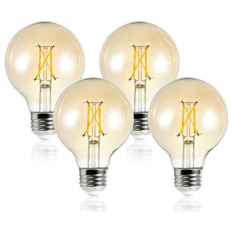 Set of 4, Nala G25 LED Filament Light Bulbs, Amber