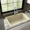 Karran Drop-In Quartz 33" 1-Hole Single Bowl Kitchen Sink, Bisque