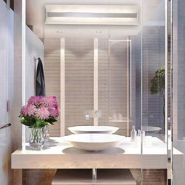 Fusion Contour 29" Linear LED Bath Bar, Polished Chrome, Droplet Shade above Bat