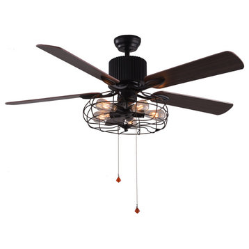 4-Blade Caged Ceiling Fan With Remote Control and Light Kit Included, 42