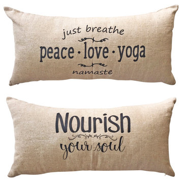 Peace.Love.Yoga Namaste Doublesided Reversible Pillow