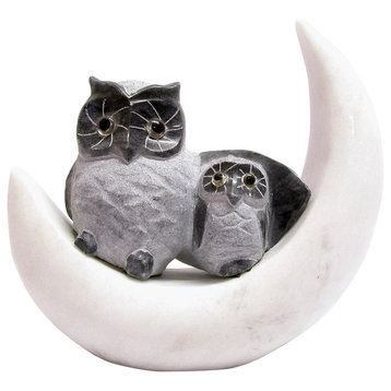 Crescent Moon Black Owl Pair