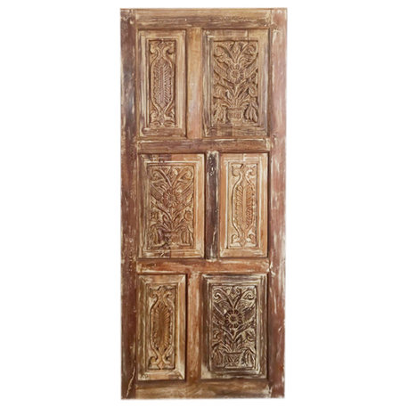 Consigned Shabby Chic Carved Door, Barn Door, Sliding Door, Bypass Barndoor