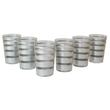 Luxury Ring Tea Glasses, Silver and Clear, Set of 6