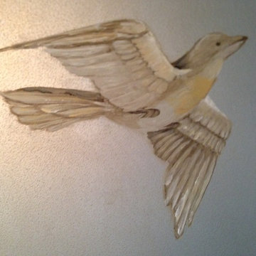 University Park Silver Leaf Mural with Birds and Foliage