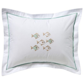 Boudoir Pillow Cover, School of Fish, Aqua/Beige