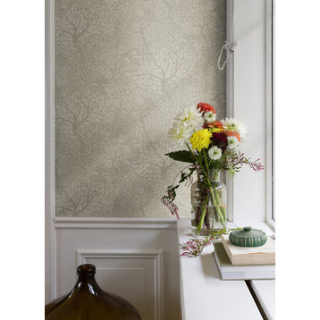 Olle Taupe Forest Sanctuary Wallpaper Sample