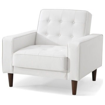 Glory Furniture Andrews Faux Leather Convertible Chair in White