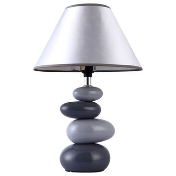 Simple Designs Shade of Gray Ceramic Stone Table Lamp