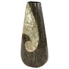 Gold Capiz Shell and Vervain Inlay Resin Drop Vase, 22.5"