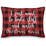 Designs Direct Creative Group - Bake Stuff And Watch Christmas Movies, Buffalo Check Plaid 14x20 Lumbar Pillow - Decorate for Christmas with this holiday-themed pillow. Digitally printed on demand, this  design displays vibrant colors. The result is a beautiful accent piece that will make you the envy of the neighborhood this winter season.