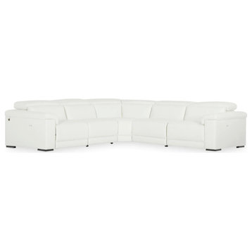 Nan White Leather Sectional Sofa With Recliners
