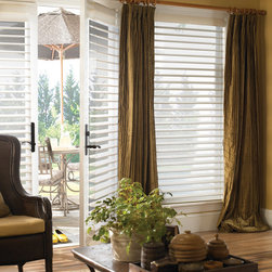 Sheer Shade | Traditional Entryway| Yellow & White | French Door Shades - Window Blinds