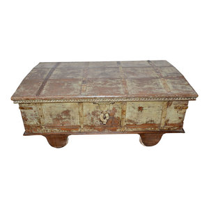 Mogul Interior - Consigned Antique Chest Sideboard Reclaimed Distressed Patina Trunk - Decorative Trunks