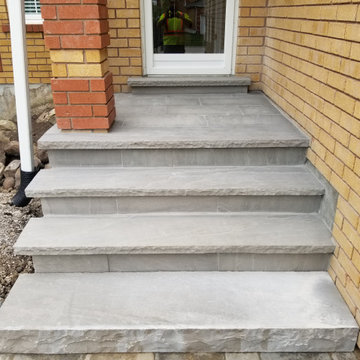 Orangeville front interlock and front porch project