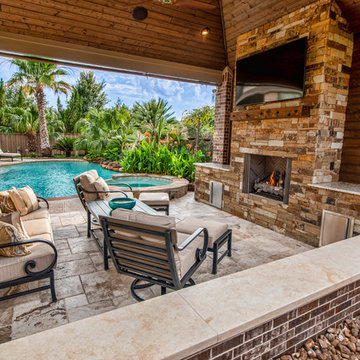 Cinco Ranch Covered Patio with Fireplace and Outdoor Kitchen: Katy, TX