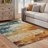 Casa Eroded Blue and Red Rug, 7'10"x10'10"