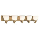 Livex Lighting - Livex Lighting 10505-01 Springfield - Five Light Bath Vanity - Mounting Direction: Up/Down  ShSpringfield Five Lig Antique Brass Satin  *UL Approved: YES Energy Star Qualified: n/a ADA Certified: n/a  *Number of Lights: Lamp: 5-*Wattage:100w Medium Base bulb(s) *Bulb Included:No *Bulb Type:Medium Base *Finish Type:Antique Brass