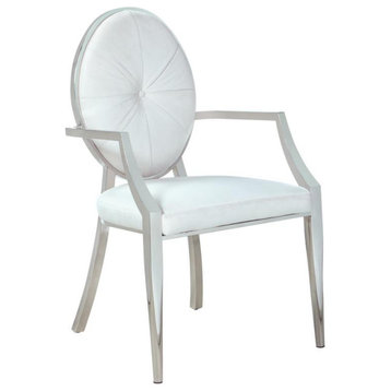 Modern Round Button Tufted Back Arm Chair
