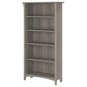 Bowery Hill Furniture Tall 5 Shelf Bookcase in Driftwood Gray