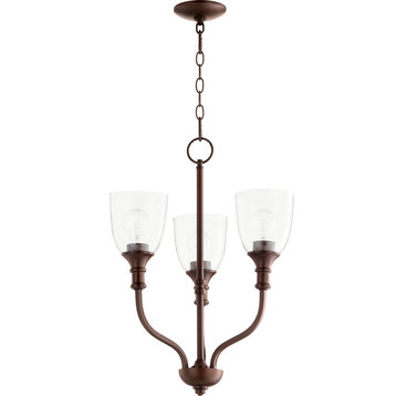 Richmond 3-Light Chandelier, Oiled Bronze With Clear Seeded Glass