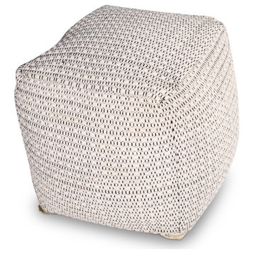 Steve Silver Hakim Square Handwoven Pouf With Ivory Finish HK180P