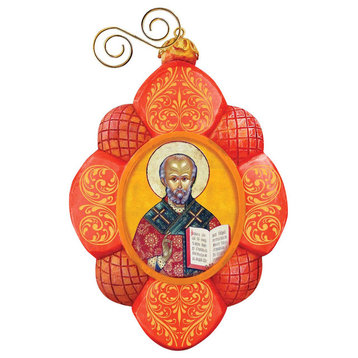Hand Painted Saint Nick Scenic Ornament