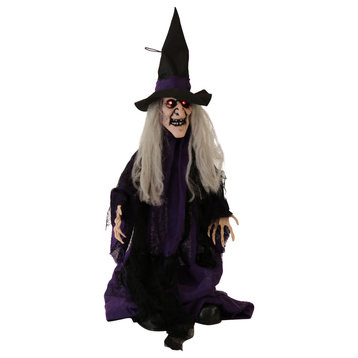 Hazel 2.25' Animatronic Witch, Indoor/Outdoor Halloween Decor, Battery-Operated