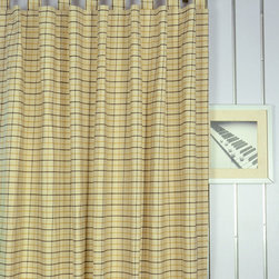 Paroo Cotton Blend Small Plaid Double Pinch Pleat Curtains & Drapes Heading Styl - Curtains