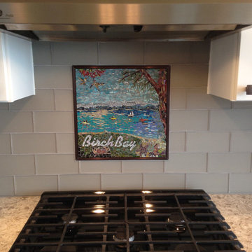 Stained glass kitchen mosaic backsplash inset