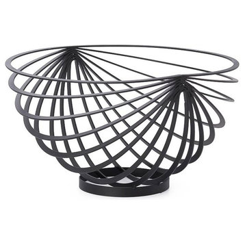 Torre and Tagus Eclipse Rib Fruit Basket, Black