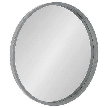 Travis Round Wood Accent Wall Mirror, Gray 25.6 Diameter