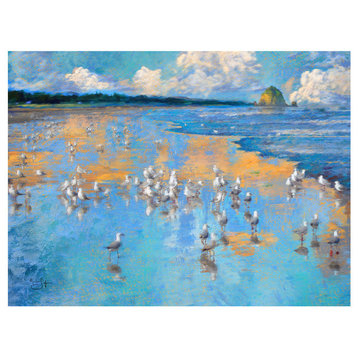 Lisa Sofia Robinson "Seagulls By the Sea" Painting Art Print, 9"x12"