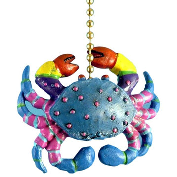 Whimsical Blue Crab with Pink Legs Fun Ceiling Fan Light Pull Three Dimensional