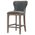 New Pacific Direct - Dorsey Bar/ Counter Stool Drift Wood Legs, Nubuck Charcoal, Counter Stool, Faux Leather - Your style is cool and contemporary with a nod to the past but your eye firmly focused on timeless design. Curate your dine-in countertop with your signature aesthetic with a set of Dorsey stools. This chic seat has a too-cool distressed finish that extends from its driftwood legs up to its feathered-style seat cushion and bronze nailhead trim.
