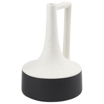 Burton 11.6H Medium White and Black Ceramic Jug Vase