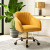 Swivel Rolling Task Chair With Tufted Back, Mustard