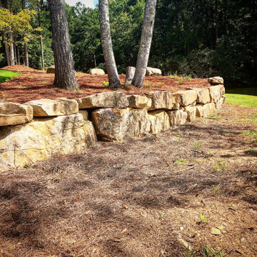 Pondless Water Feature/Flagstone Patio and Fire Pit/Mossrock Seating Wall