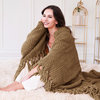 Tweed Knitted Throw Blanket, Amphora Brown, 50"x60"