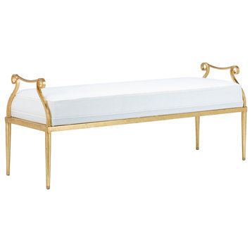 Currey and Company 7000-1041 Bench, Grecian Gold Finish