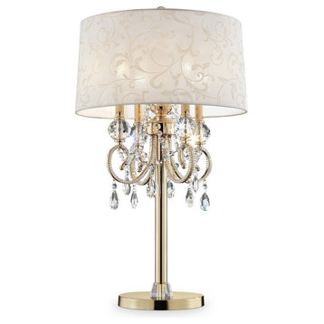 32.5" Aurora Barocco Shade Crystal Gold Table Lamp