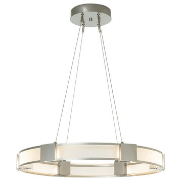 Aura Glass Pendant, Sterling Finish, Frosted Glass, Standard Overall Height
