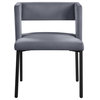 The Verve Dining Chair, Set of 2, Gray Velvet, Matte Black Iron Legs