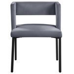 Meridian Furniture - The Caleb Dining Chair, Gray and Matte Black, Velvet and Iron, Set of 2 - Elegant and eye-catching, the stunning Grey Velvet Caleb Dining Chair from Meridian Furniture is the perfect addition to any space.