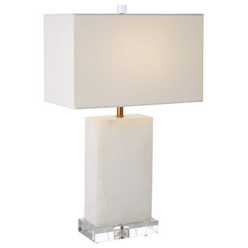 Alabaster Rectangular Table Lamp, Brass