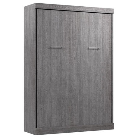 Bestar Nebula 59W Transitional Wood/Metal Full Wall Bed in Bark Gray