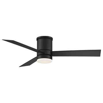 Axis 3-Blade Smart Flush Mount Ceiling Fan 52" Matte Black, 3000K LED Kit