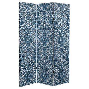 6' Tall Double Sided Ocean Damask Canvas Room Divider